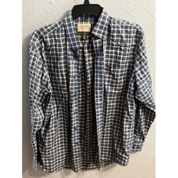 Cabela's Men's Small Blue White Striped ￼Button Down Shirt‎ - Picture 3 of 7